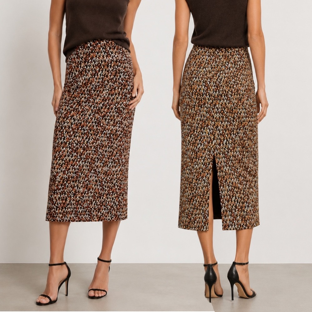 Rosetta Getty Broken Chevron Women's XS Midi Skirt Pull‎ On Designer Modern